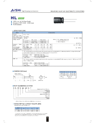 Aishi hl  . Electronic Components Datasheets Passive components capacitors Datasheets A Aishi hl.pdf