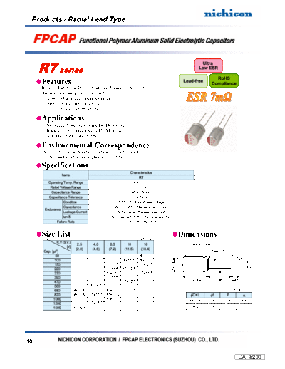 Polymer 2009fpcap catalog r7  . Electronic Components Datasheets Passive components capacitors Datasheets Nichicon Polymer 2009fpcap_catalog_r7.pdf