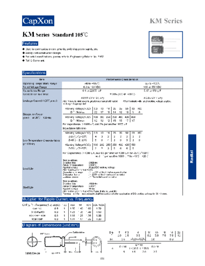 Capxon 2011-KM Series  . Electronic Components Datasheets Passive components capacitors Datasheets C Capxon 2011-KM Series.pdf