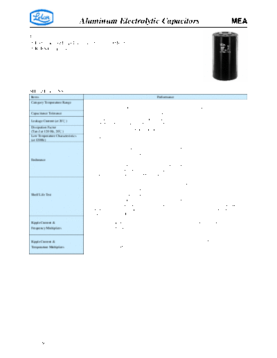 Aluminum Electrolytic Capacitors - Large Size MEA  . Electronic Components Datasheets Passive components capacitors CDD L Lelon Aluminum Electrolytic Capacitors - Large Size MEA.pdf