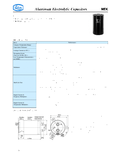 Aluminum Electrolytic Capacitors - Large Size MEK  . Electronic Components Datasheets Passive components capacitors CDD L Lelon Aluminum Electrolytic Capacitors - Large Size MEK.pdf