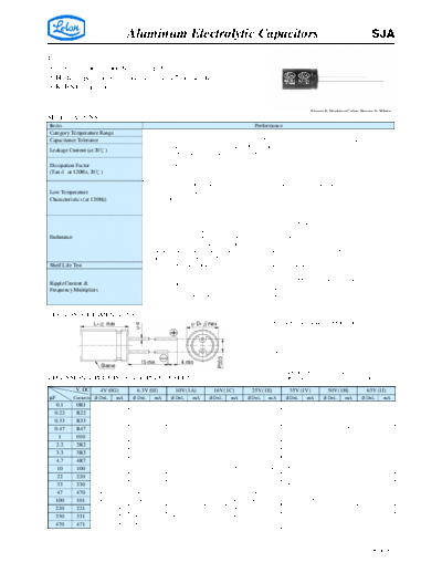 Aluminum Electrolytic Capacitors - Miniature SJA  . Electronic Components Datasheets Passive components capacitors CDD L Lelon Aluminum Electrolytic Capacitors - Miniature SJA.pdf