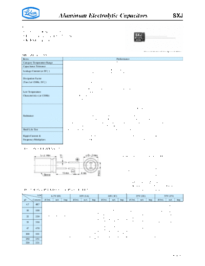 Aluminum Electrolytic Capacitors - Miniature SXJ  . Electronic Components Datasheets Passive components capacitors CDD L Lelon Aluminum Electrolytic Capacitors - Miniature SXJ.pdf