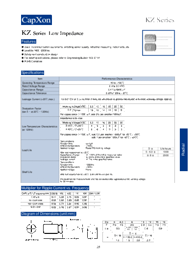 2010 KZ Series 2112732422  . Electronic Components Datasheets Passive components capacitors CDD C Capxon 2010 KZ Series_2112732422.pdf