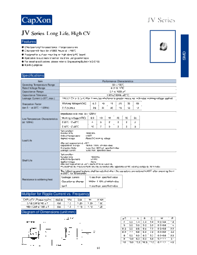 2010 JV Series  . Electronic Components Datasheets Passive components capacitors CDD C Capxon 2010 JV Series.pdf