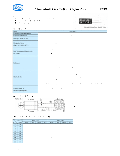 Aluminum Electrolytic Capacitors - STD and Low ESR RGV  . Electronic Components Datasheets Passive components capacitors CDD L Lelon Aluminum Electrolytic Capacitors - STD and Low ESR RGV.pdf