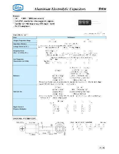 Aluminum Electrolytic Capacitors - STD and Low ESR RXW+2011E2  . Electronic Components Datasheets Passive components capacitors CDD L Lelon Aluminum Electrolytic Capacitors - STD and Low ESR RXW+2011E2.pdf