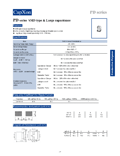 Polymer 2011-PD series  . Electronic Components Datasheets Passive components capacitors Datasheets C Capxon Polymer 2011-PD series.pdf