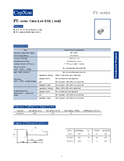 Polymer 2011-PU series  . Electronic Components Datasheets Passive components capacitors Datasheets C Capxon Polymer 2011-PU series.pdf