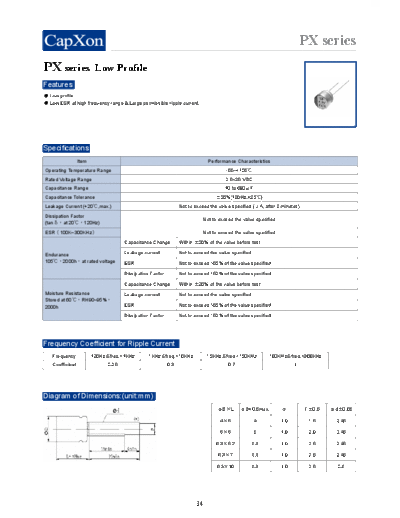 Polymer 2011-PX series  . Electronic Components Datasheets Passive components capacitors Datasheets C Capxon Polymer 2011-PX series.pdf