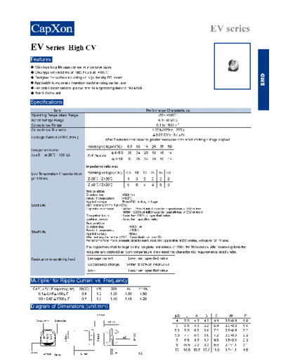 SMD 2011-EV series  . Electronic Components Datasheets Passive components capacitors Datasheets C Capxon SMD 2011-EV series.pdf