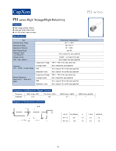 2010 PH series 92991606  . Electronic Components Datasheets Passive components capacitors CDD C Capxon 2010 PH series_92991606.pdf