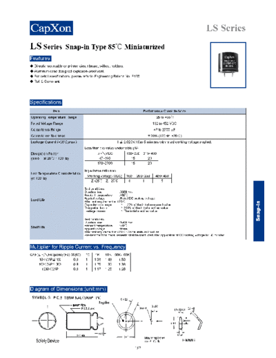 SnapIn 2011-LS Series  . Electronic Components Datasheets Passive components capacitors Datasheets C Capxon SnapIn 2011-LS Series.pdf