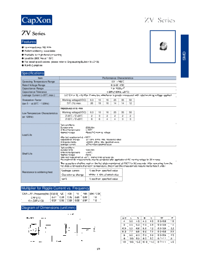 2010 ZV Series  . Electronic Components Datasheets Passive components capacitors CDD C Capxon 2010 ZV Series.pdf