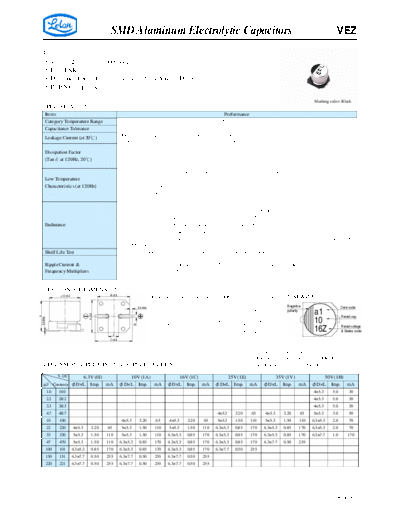 SMD Aluminum Electrolytic Capacitors VEZ  . Electronic Components Datasheets Passive components capacitors CDD L Lelon SMD Aluminum Electrolytic Capacitors VEZ.pdf