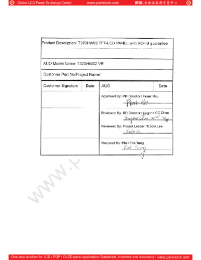 . Various Panel AUO T370HW02 VE 1 [DS]  . Various LCD Panels Panel_AUO_T370HW02_VE_1_[DS].pdf