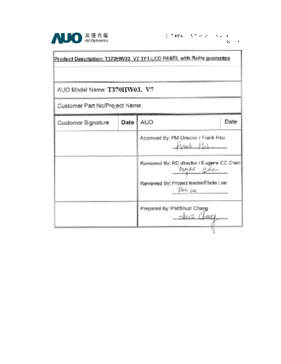 . Various Panel AUO T370HW03 V7 0 [DS]  . Various LCD Panels Panel_AUO_T370HW03_V7_0_[DS].pdf