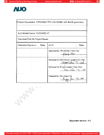 . Various Panel AUO T370XW02 VF 0 [DS]  . Various LCD Panels Panel_AUO_T370XW02_VF_0_[DS].pdf