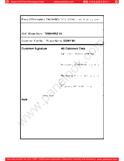 . Various Panel AUO T460HW02 V4 0 [DS]  . Various LCD Panels Panel_AUO_T460HW02_V4_0_[DS].pdf