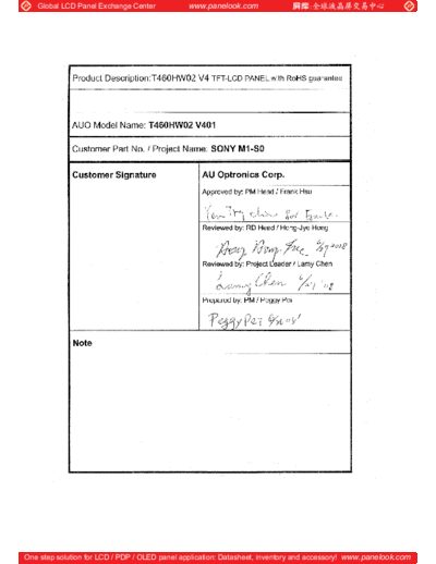 . Various Panel AUO T460HW02 V401 0 [DS]  . Various LCD Panels Panel_AUO_T460HW02_V401_0_[DS].pdf