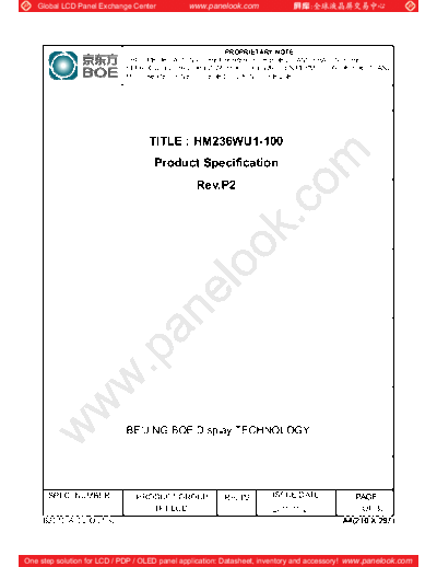 . Various Panel BOE HM236WU1-100 0 [DS]  . Various LCD Panels Panel_BOE_HM236WU1-100_0_[DS].pdf
