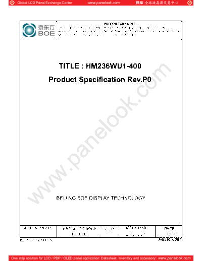 . Various Panel BOE HM236WU1-400 0 [DS]  . Various LCD Panels Panel_BOE_HM236WU1-400_0_[DS].pdf