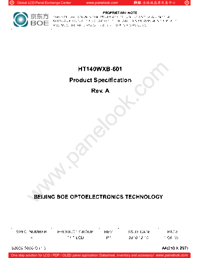 . Various Panel BOE HT140WXB-601 0 [DS]  . Various LCD Panels Panel_BOE_HT140WXB-601_0_[DS].pdf