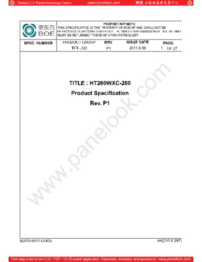 . Various Panel BOE HT260WXC-200 0 [DS]  . Various LCD Panels Panel_BOE_HT260WXC-200_0_[DS].pdf