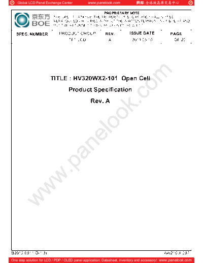 . Various Panel BOE HV320WX2-101 0 [DS]  . Various LCD Panels Panel_BOE_HV320WX2-101_0_[DS].pdf