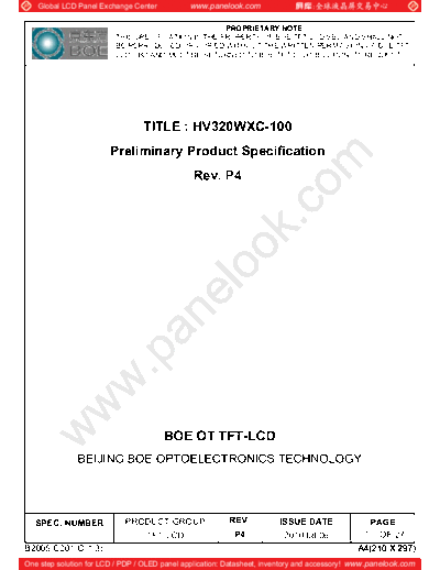 . Various Panel BOE HV320WXC-100 1 [DS]  . Various LCD Panels Panel_BOE_HV320WXC-100_1_[DS].pdf