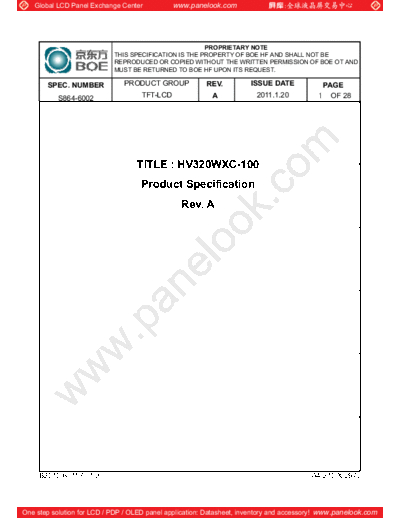 . Various Panel BOE HV320WXC-100 2 [DS]  . Various LCD Panels Panel_BOE_HV320WXC-100_2_[DS].pdf