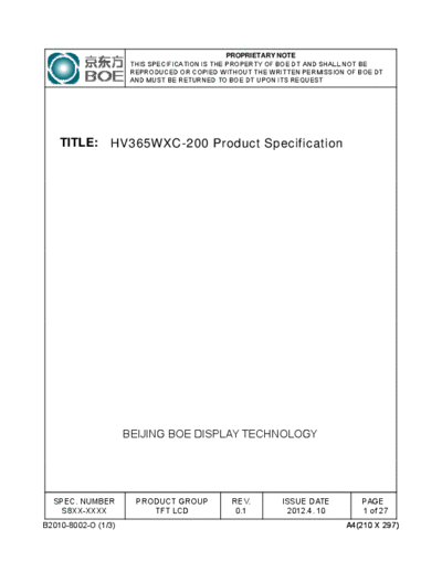 . Various Panel BOE HV365WXC-200 0 [DS]  . Various LCD Panels Panel_BOE_HV365WXC-200_0_[DS].pdf