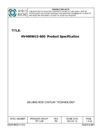 . Various Panel BOE HV460WU2-600 0 [DS]  . Various LCD Panels Panel_BOE_HV460WU2-600_0_[DS].pdf