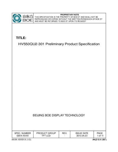 . Various Panel BOE HV550QU2-301 0 [DS]  . Various LCD Panels Panel_BOE_HV550QU2-301_0_[DS].pdf