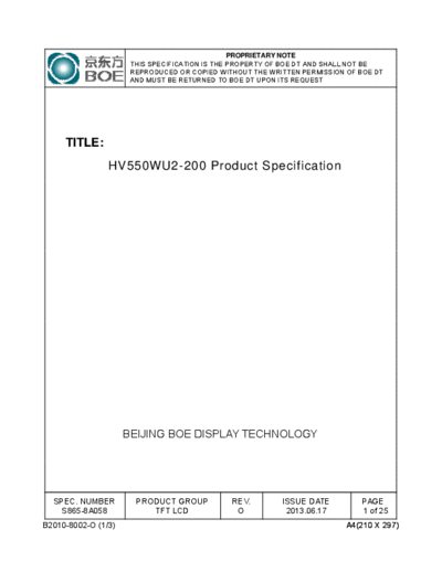 . Various Panel BOE HV550WU2-200 0 [DS]  . Various LCD Panels Panel_BOE_HV550WU2-200_0_[DS].pdf