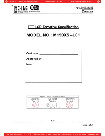 . Various Panel CHIMEI INNOLUX M150X5-L01 0 [DS]  . Various LCD Panels Panel_CHIMEI_INNOLUX_M150X5-L01_0_[DS].pdf