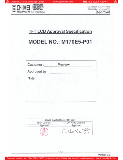 . Various Panel CHIMEI INNOLUX M170E5-P01 0 [DS]  . Various LCD Panels Panel_CHIMEI_INNOLUX_M170E5-P01_0_[DS].pdf