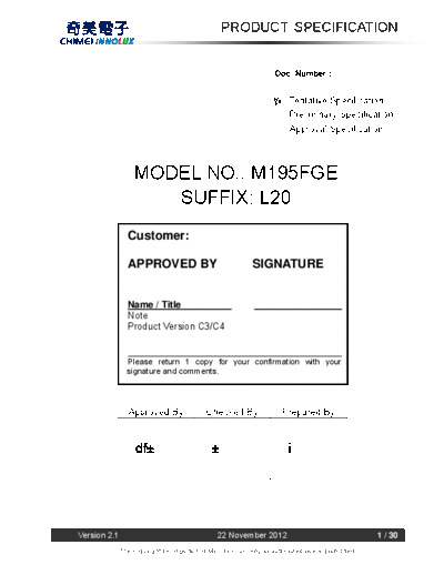 . Various Panel CHIMEI INNOLUX M195FGE-L20 0 [DS]  . Various LCD Panels Panel_CHIMEI_INNOLUX_M195FGE-L20_0_[DS].pdf