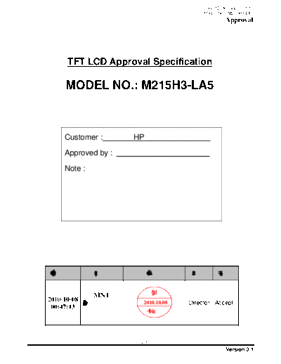 . Various Panel CHIMEI INNOLUX M215H3-LA5 1 [DS]  . Various LCD Panels Panel_CHIMEI_INNOLUX_M215H3-LA5_1_[DS].pdf