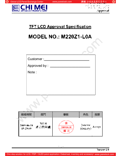 . Various Panel CHIMEI INNOLUX M220Z1-L0A 1 [DS]  . Various LCD Panels Panel_CHIMEI_INNOLUX_M220Z1-L0A_1_[DS].pdf