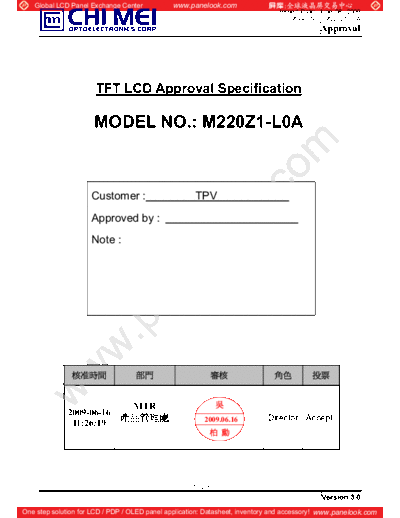 . Various Panel CHIMEI INNOLUX M220Z1-L0A 2 [DS]  . Various LCD Panels Panel_CHIMEI_INNOLUX_M220Z1-L0A_2_[DS].pdf