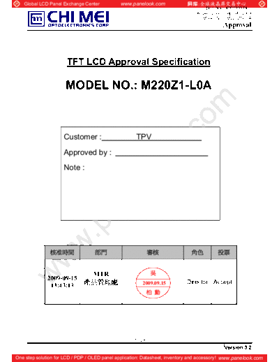 . Various Panel CHIMEI INNOLUX M220Z1-L0A 4 [DS]  . Various LCD Panels Panel_CHIMEI_INNOLUX_M220Z1-L0A_4_[DS].pdf