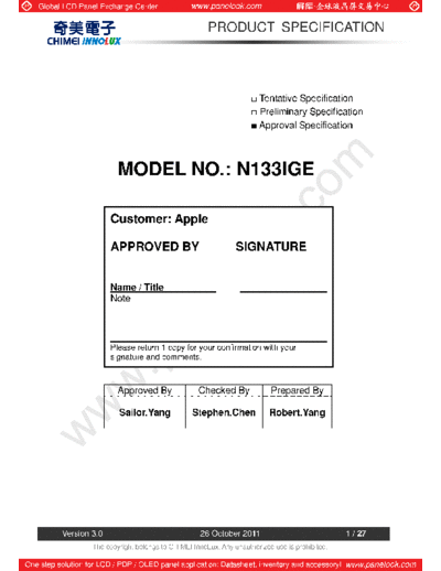 . Various Panel CHIMEI INNOLUX N133IGE-L42 1 [DS]  . Various LCD Panels Panel_CHIMEI_INNOLUX_N133IGE-L42_1_[DS].pdf