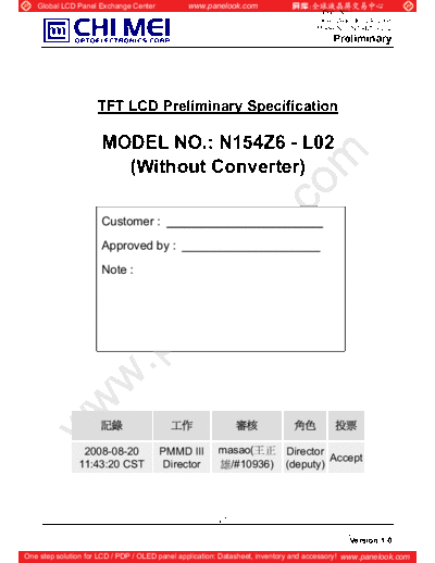 . Various Panel CHIMEI INNOLUX N154Z6-L02 0 [DS]  . Various LCD Panels Panel_CHIMEI_INNOLUX_N154Z6-L02_0_[DS].pdf