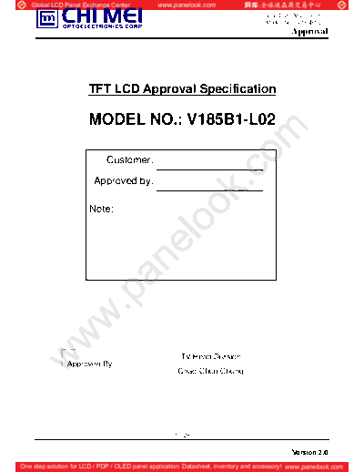 . Various Panel CHIMEI INNOLUX V185B1-L02 0 [DS]  . Various LCD Panels Panel_CHIMEI_INNOLUX_V185B1-L02_0_[DS].pdf