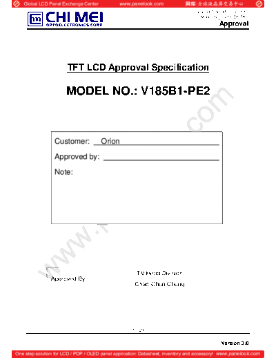 . Various Panel CHIMEI INNOLUX V185B1-PE2 0 [DS]  . Various LCD Panels Panel_CHIMEI_INNOLUX_V185B1-PE2_0_[DS].pdf