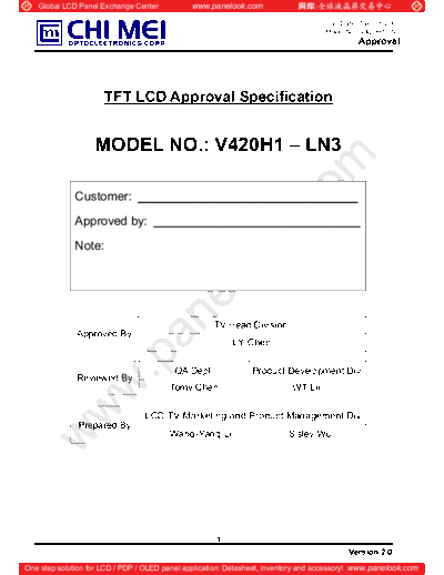 . Various Panel CHIMEI INNOLUX V420H1-LN3 1 [DS]  . Various LCD Panels Panel_CHIMEI_INNOLUX_V420H1-LN3_1_[DS].pdf