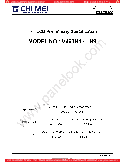 . Various Panel CHIMEI INNOLUX V460H1-LH9 1 [DS]  . Various LCD Panels Panel_CHIMEI_INNOLUX_V460H1-LH9_1_[DS].pdf