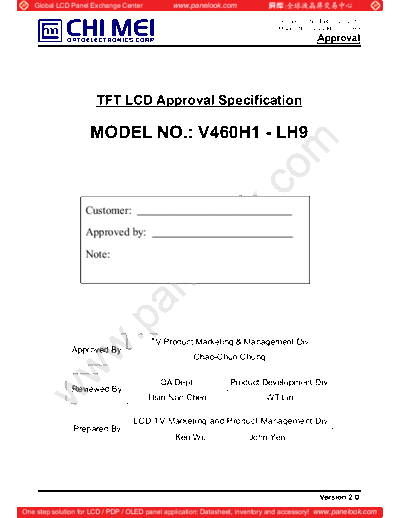 . Various Panel CHIMEI INNOLUX V460H1-LH9 2 [DS]  . Various LCD Panels Panel_CHIMEI_INNOLUX_V460H1-LH9_2_[DS].pdf