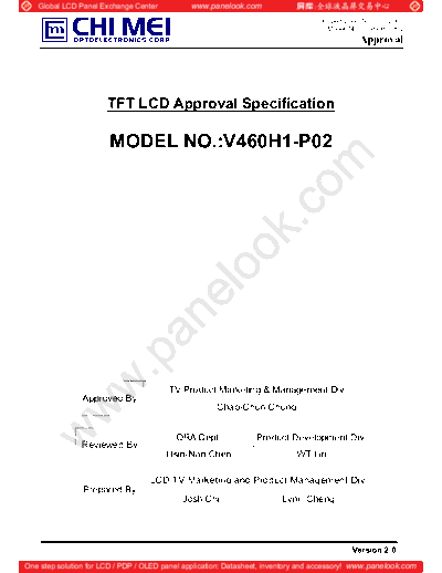 . Various Panel CHIMEI INNOLUX V460H1-P02 0 [DS]  . Various LCD Panels Panel_CHIMEI_INNOLUX_V460H1-P02_0_[DS].pdf